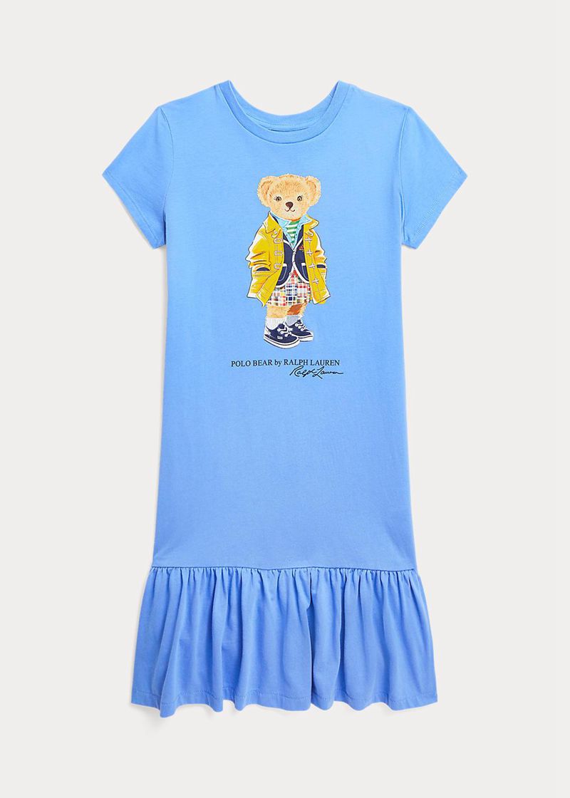 ポロ ラルフ ローレン ドレス ガール 青 7-14 年 ポロベア コットン ジャージー PKXLC5389